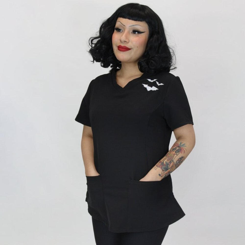 Embroidered Bat Medical Scrub for Women